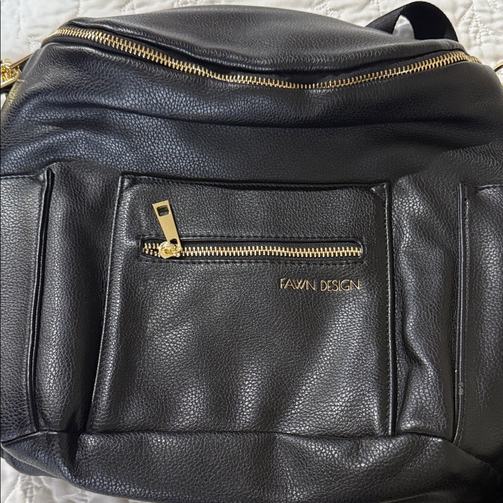 Fawn Design Black Backpack with Gold Zippers